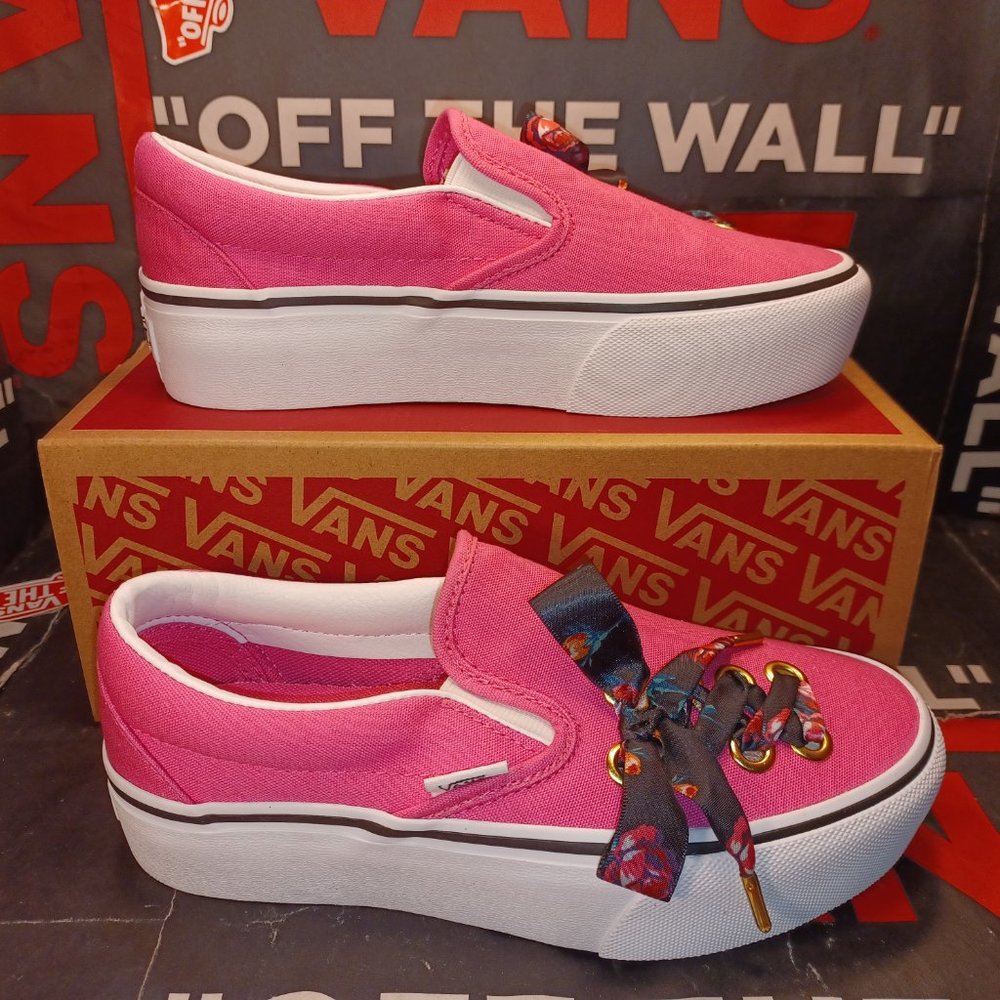 Vans Classic Slip-On P Women’s 5 Pink/Black Oversized Lace Carmine